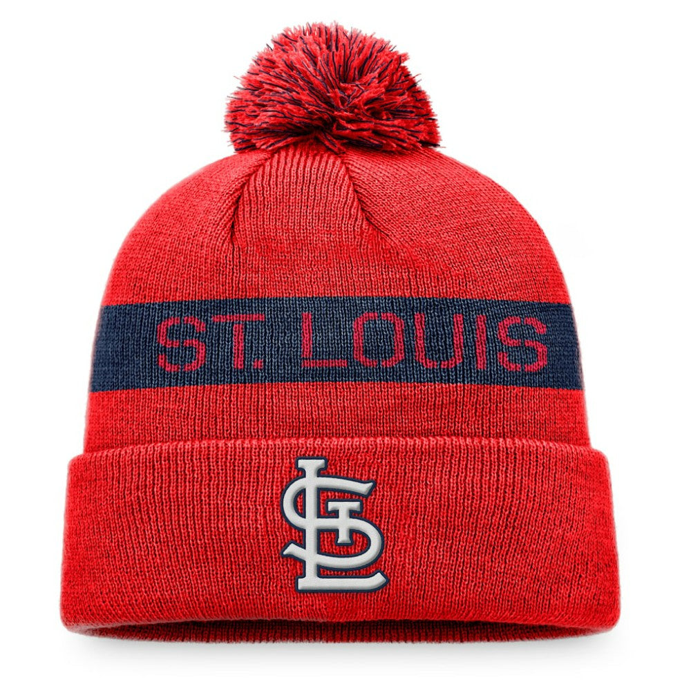 St. Louis Cardinals League Logo Cuffed Knit Hat with Pom Red/Navy
