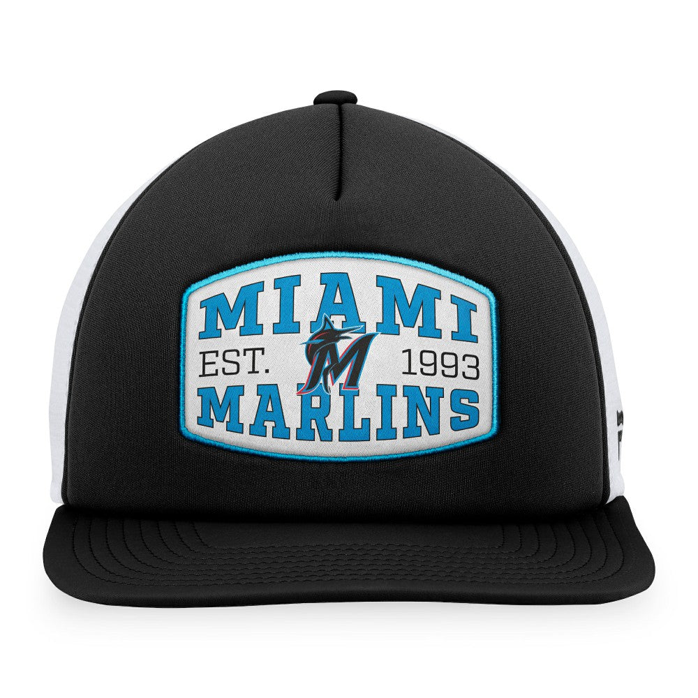 Miami Marlins Foam Front Patch Trucker Snapback Hat Black