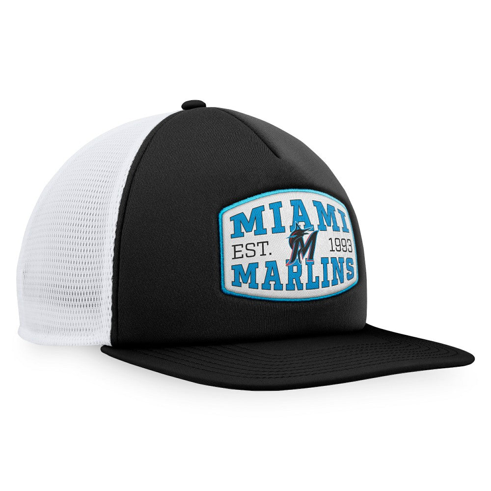 Miami Marlins Foam Front Patch Trucker Snapback Hat Black