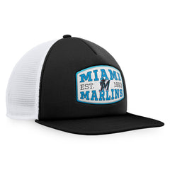 Miami Marlins Foam Front Patch Trucker Snapback Hat Black