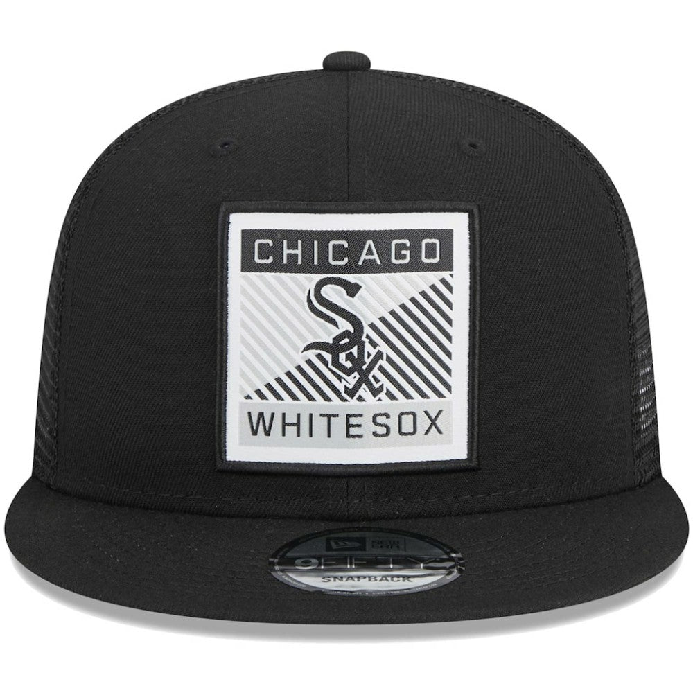 Chicago White Sox Scratch Squared Trucker 9FIFTY Snapback Hat Black | New Era
