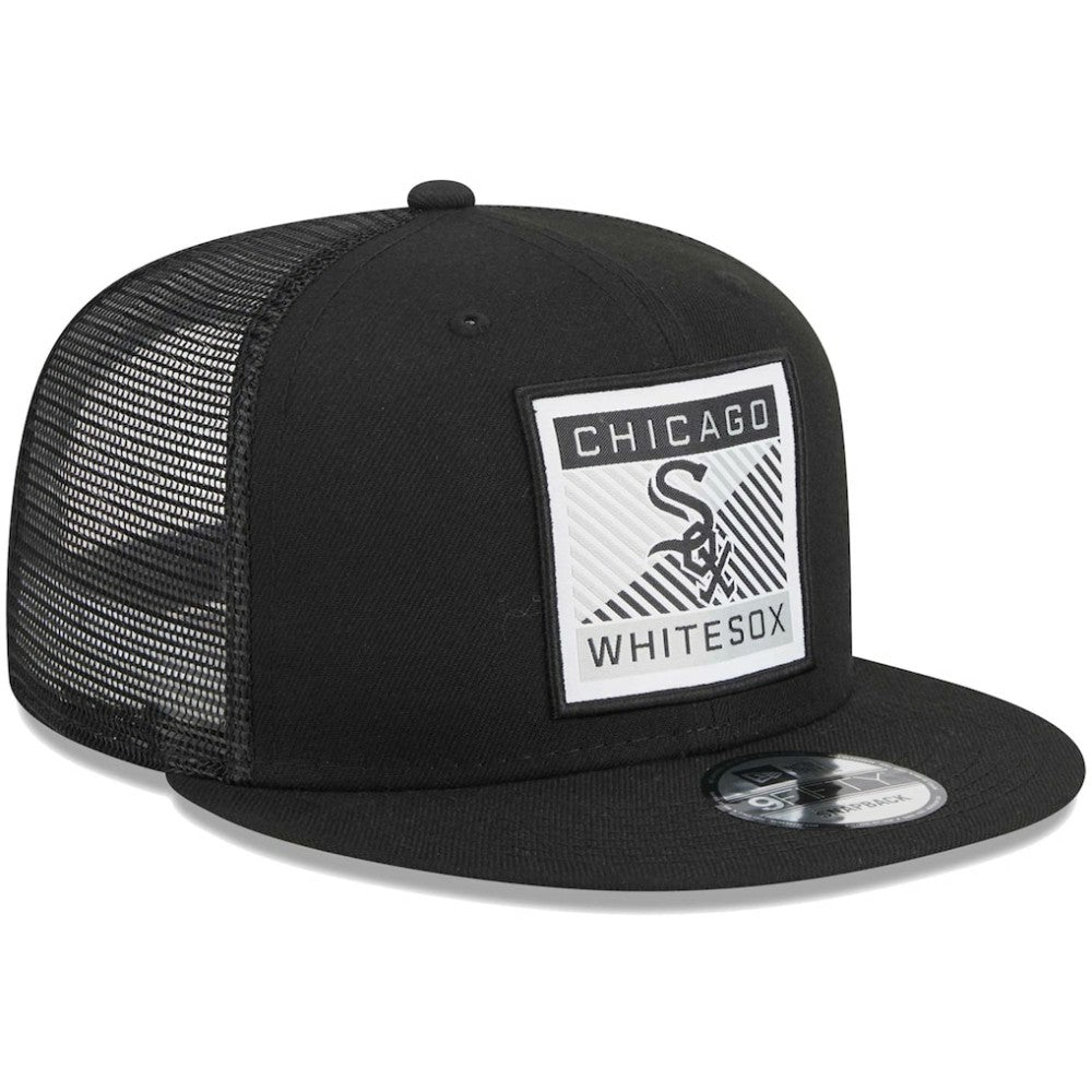 Chicago White Sox Scratch Squared Trucker 9FIFTY Snapback Hat Black | New Era
