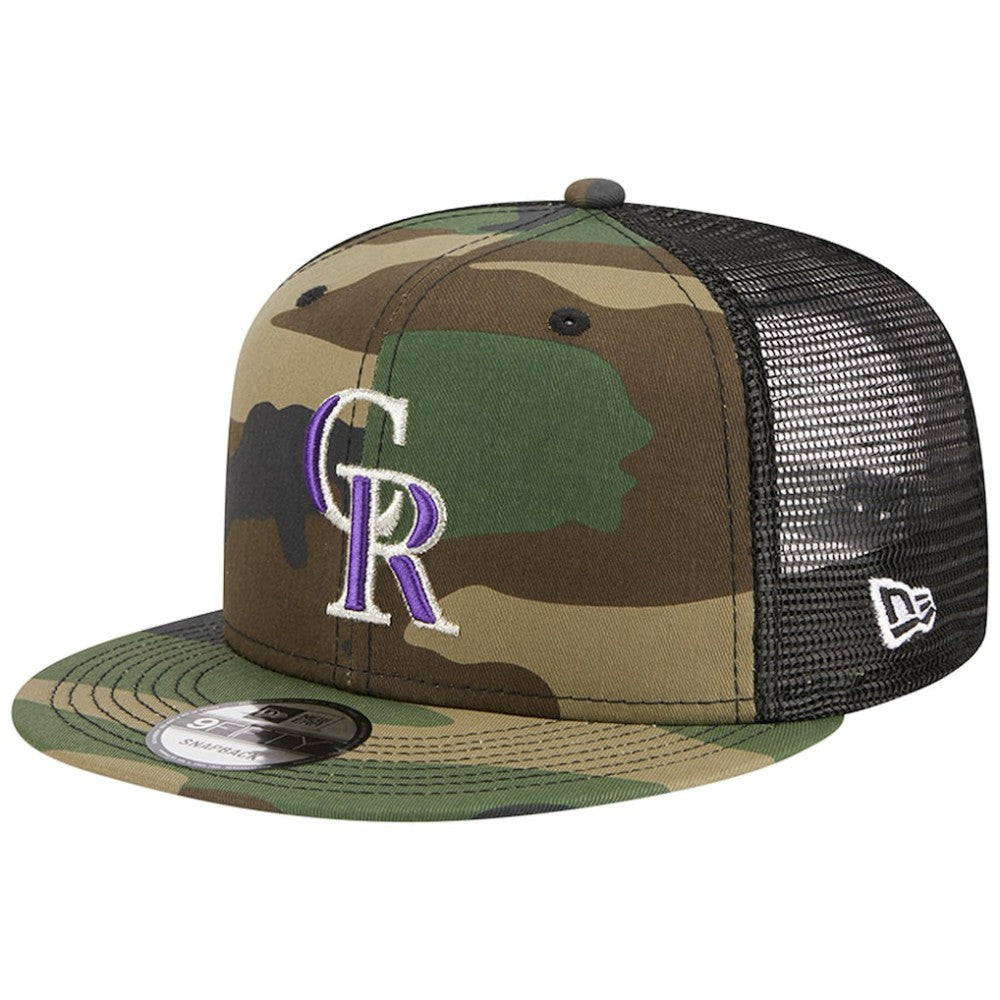 Colorado Rockies Woodland Camo Trucker 9FIFTY Snapback Hat Camo | New Era