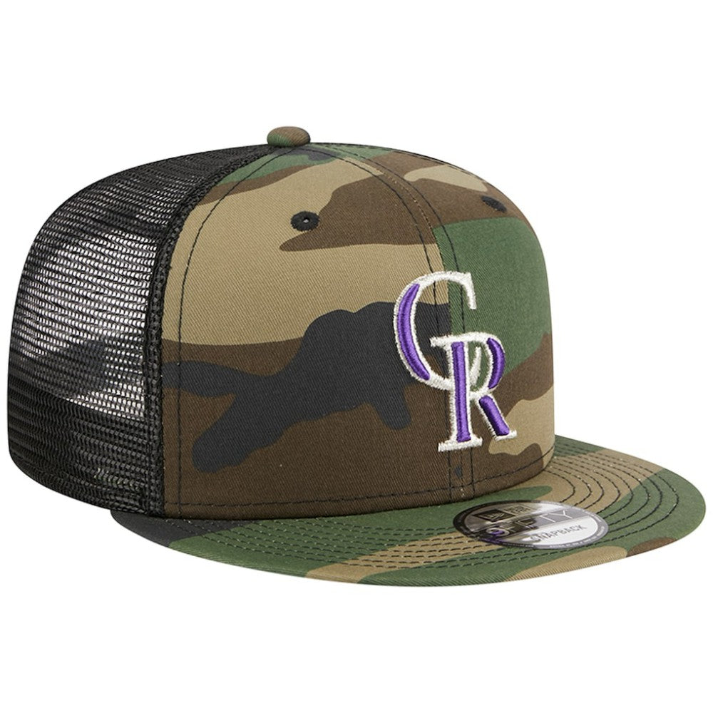 Colorado Rockies Woodland Camo Trucker 9FIFTY Snapback Hat Camo | New Era