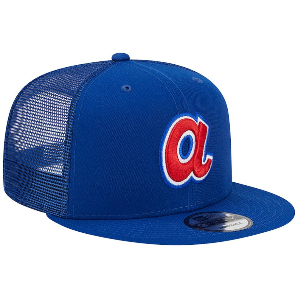 Atlanta Braves Cooperstown Collection Team Color Trucker 9FIFTY Snapback Hat Royal | New Era