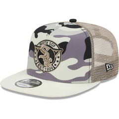 Chicago White Sox Chrome Camo A-Frame 9FIFTY Trucker Snapback Hat White | New Era