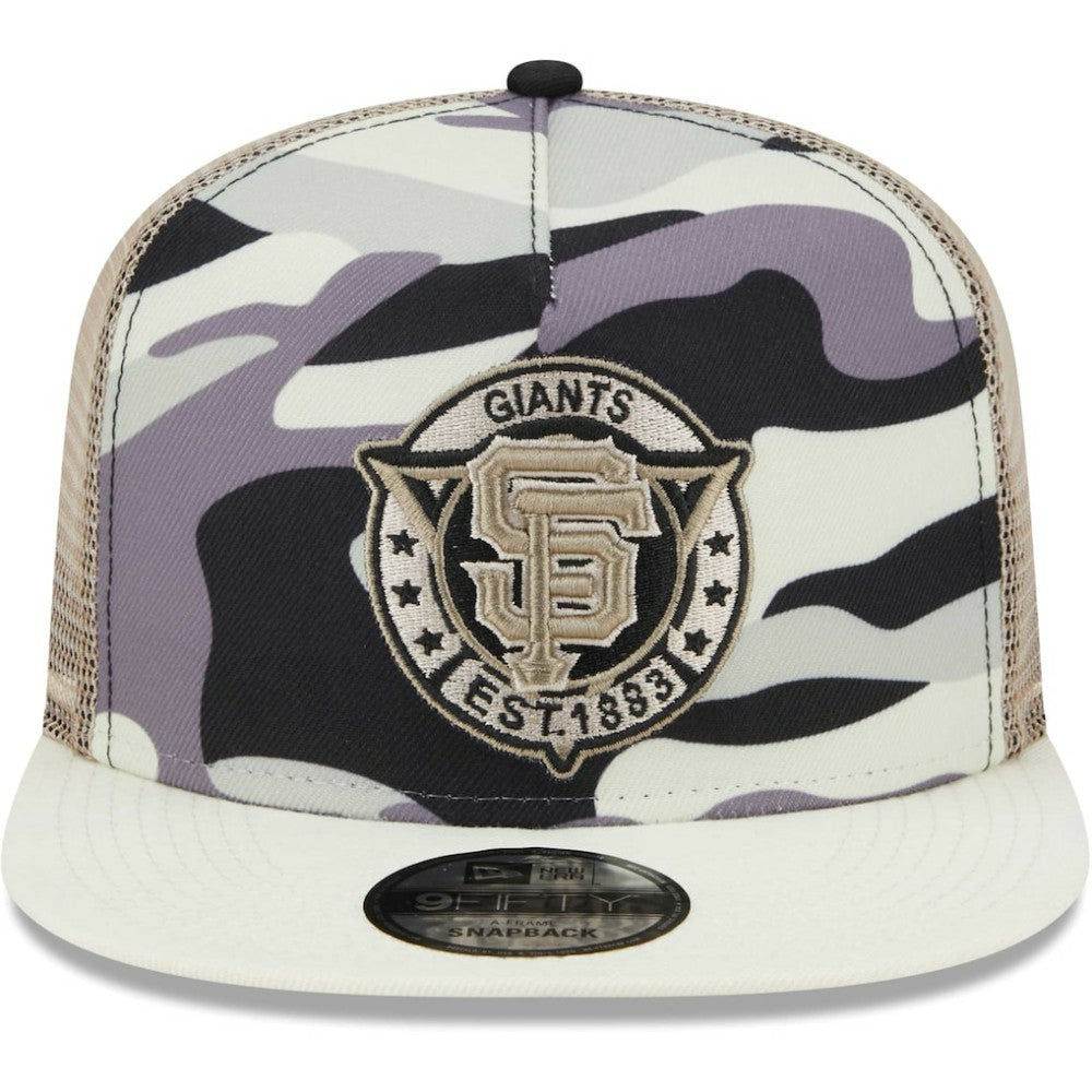 San Francisco Giants Chrome Camo A-Frame 9FIFTY Trucker Snapback Hat White | New Era