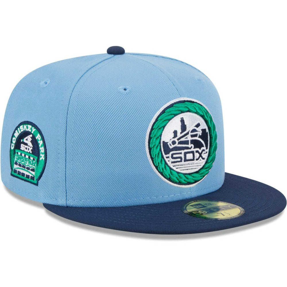 Chicago White Sox Green Undervisor 59FIFTY Fitted Hat Light Blue/Navy | New Era