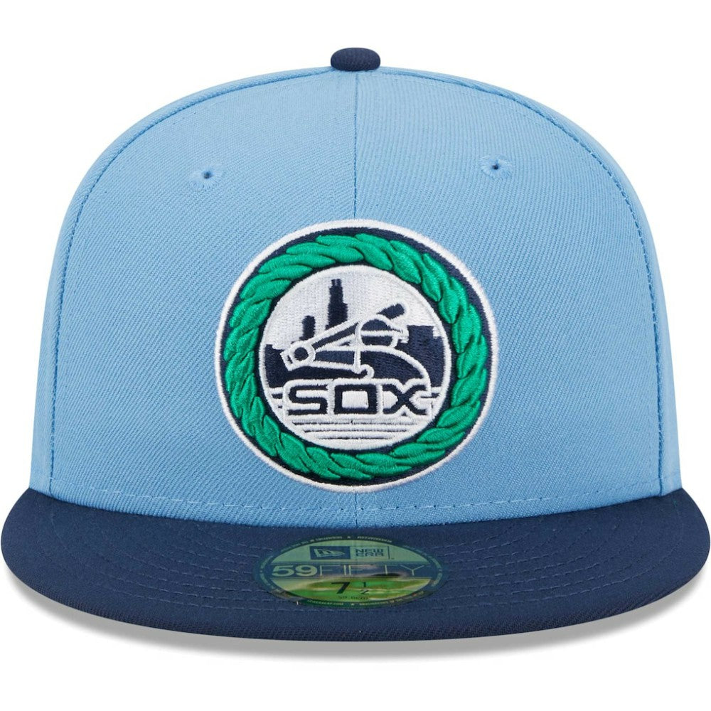 Chicago White Sox Green Undervisor 59FIFTY Fitted Hat Light Blue/Navy | New Era