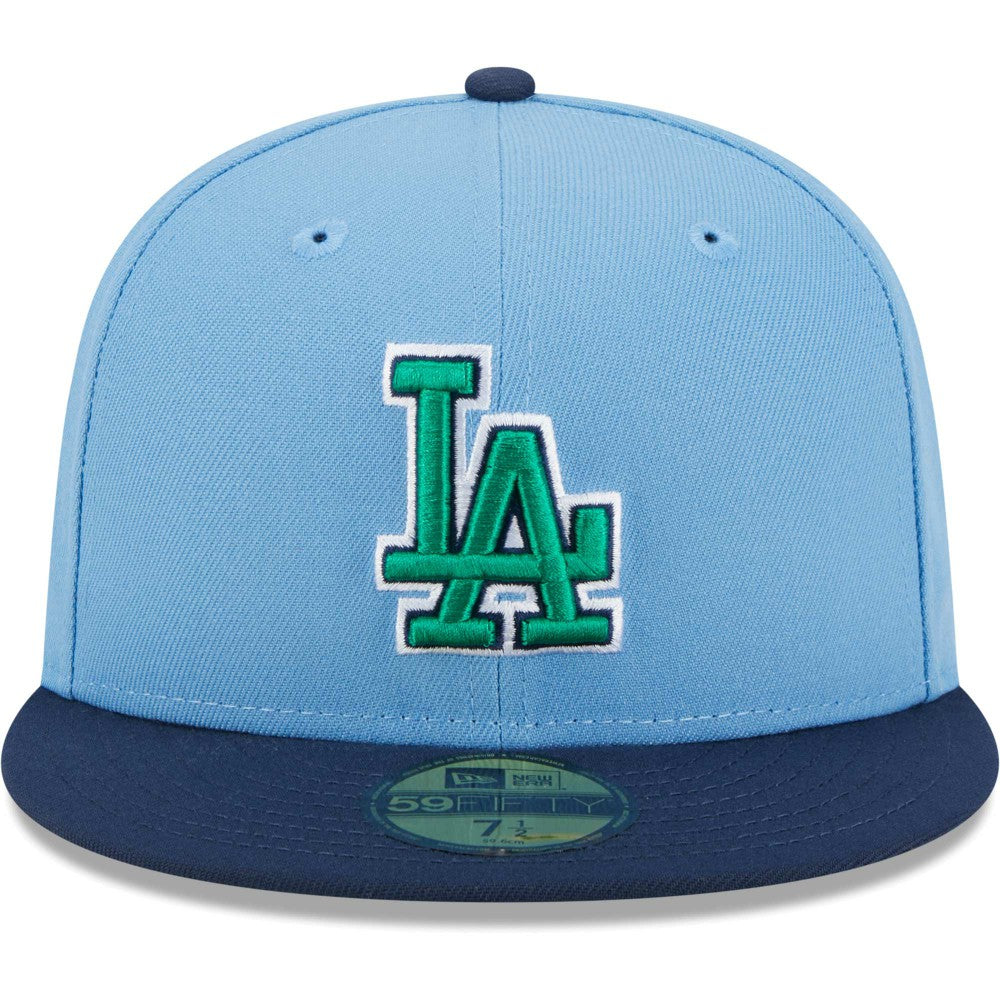 Los Angeles Dodgers Green Undervisor 59FIFTY Fitted Hat Light Blue/Navy | New Era