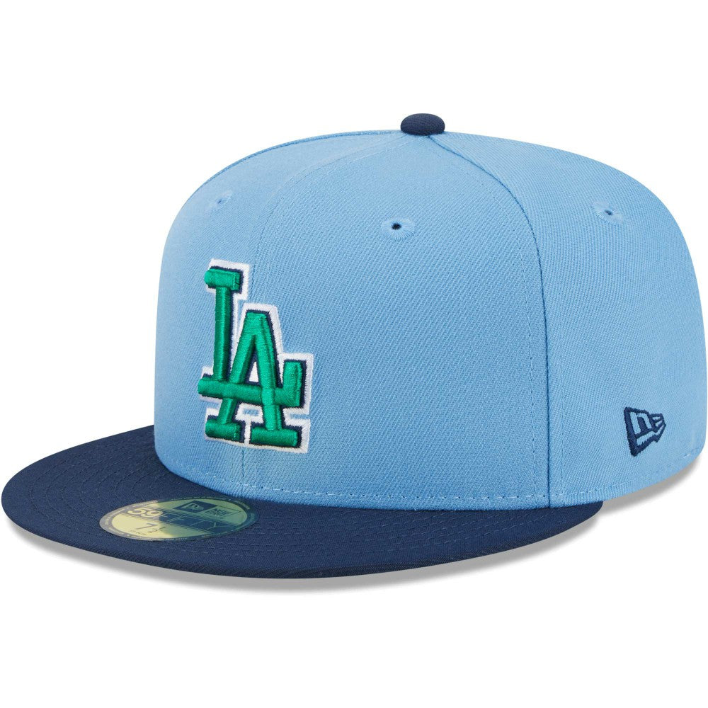 Los Angeles Dodgers Green Undervisor 59FIFTY Fitted Hat Light Blue/Navy | New Era
