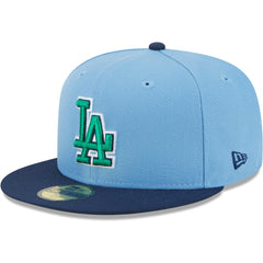 Los Angeles Dodgers Green Undervisor 59FIFTY Fitted Hat Light Blue/Navy | New Era