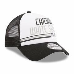 Chicago White Sox Stacked A-Frame Trucker 9FORTY Adjustable Hat White/Black | New Era