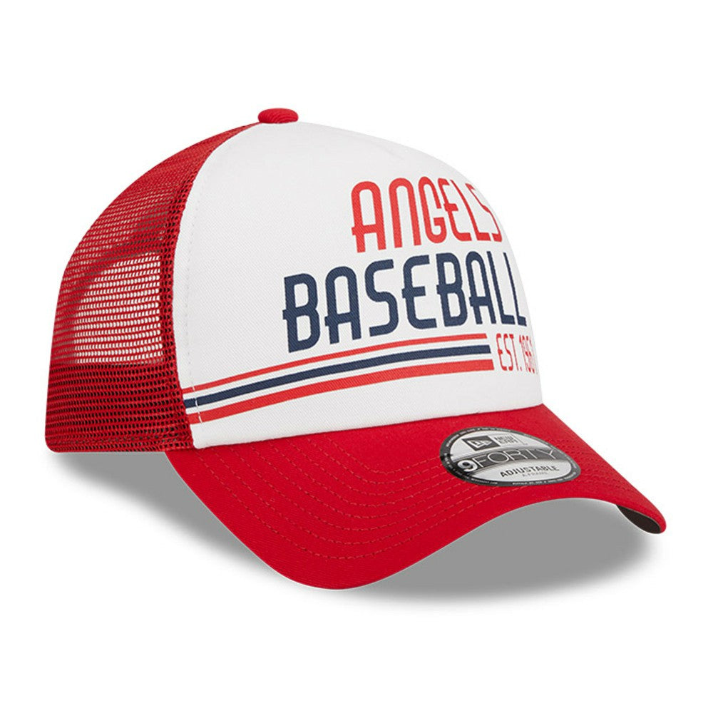 Los Angeles Angels Stacked A-Frame Trucker 9FORTY Adjustable Hat White/Red | New Era