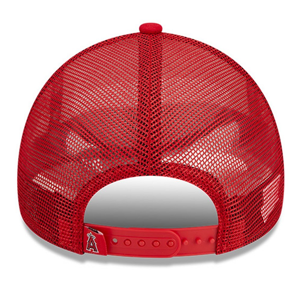 Los Angeles Angels Stacked A-Frame Trucker 9FORTY Adjustable Hat White/Red | New Era