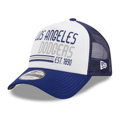 Los Angeles Dodgers Stacked A-Frame Trucker 9FORTY Adjustable Hat White/Royal | New Era