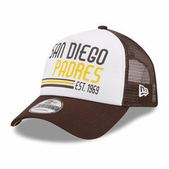 San Diego Padres Stacked A-Frame Trucker 9FORTY Adjustable Hat White/Brown | New Era