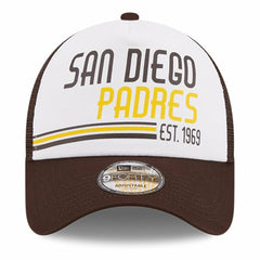 San Diego Padres Stacked A-Frame Trucker 9FORTY Adjustable Hat White/Brown | New Era