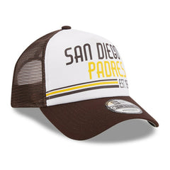 San Diego Padres Stacked A-Frame Trucker 9FORTY Adjustable Hat White/Brown | New Era