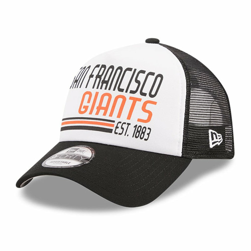 San Francisco Giants Stacked A-Frame Trucker 9FORTY Adjustable Hat White/Black | New Era