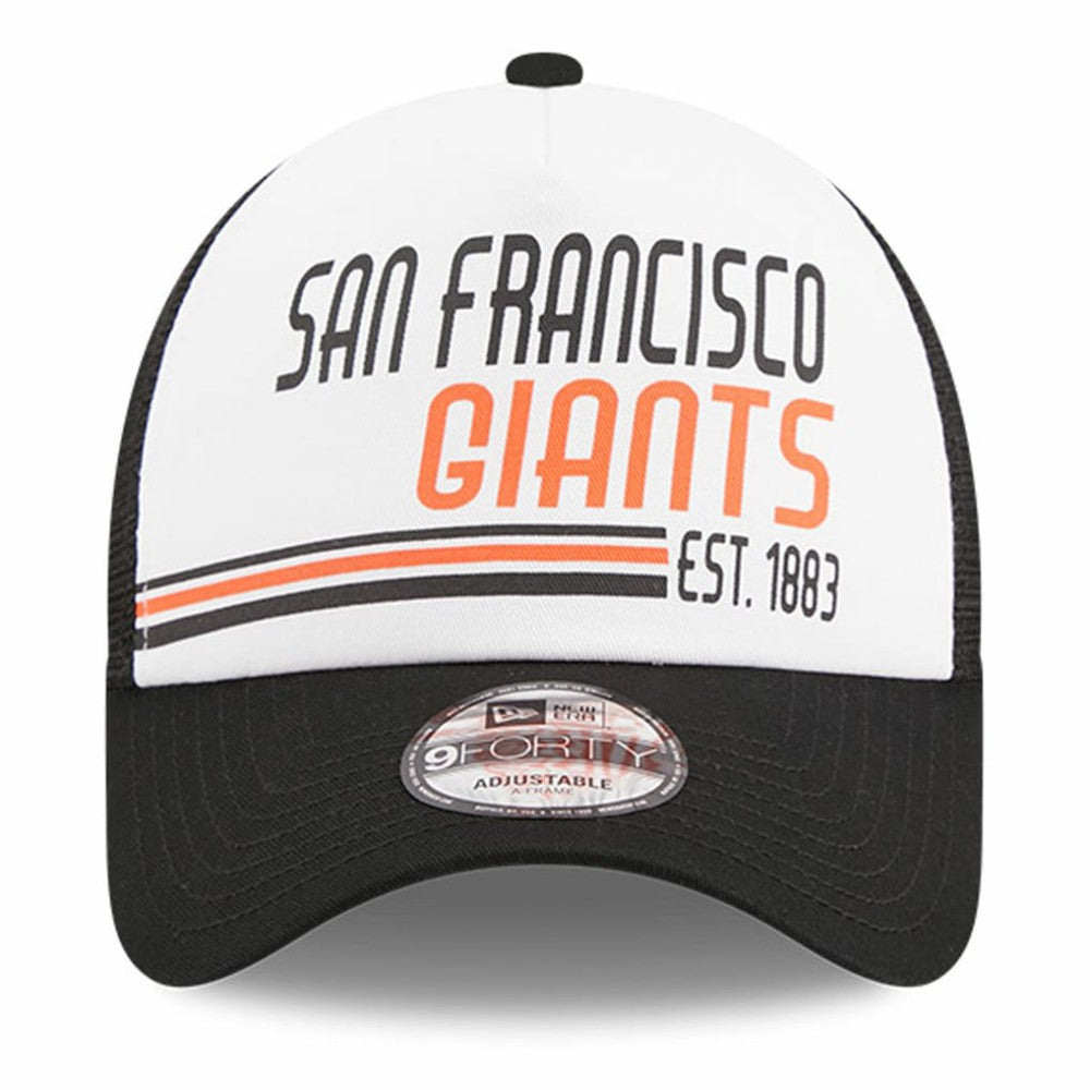 San Francisco Giants Stacked A-Frame Trucker 9FORTY Adjustable Hat White/Black | New Era