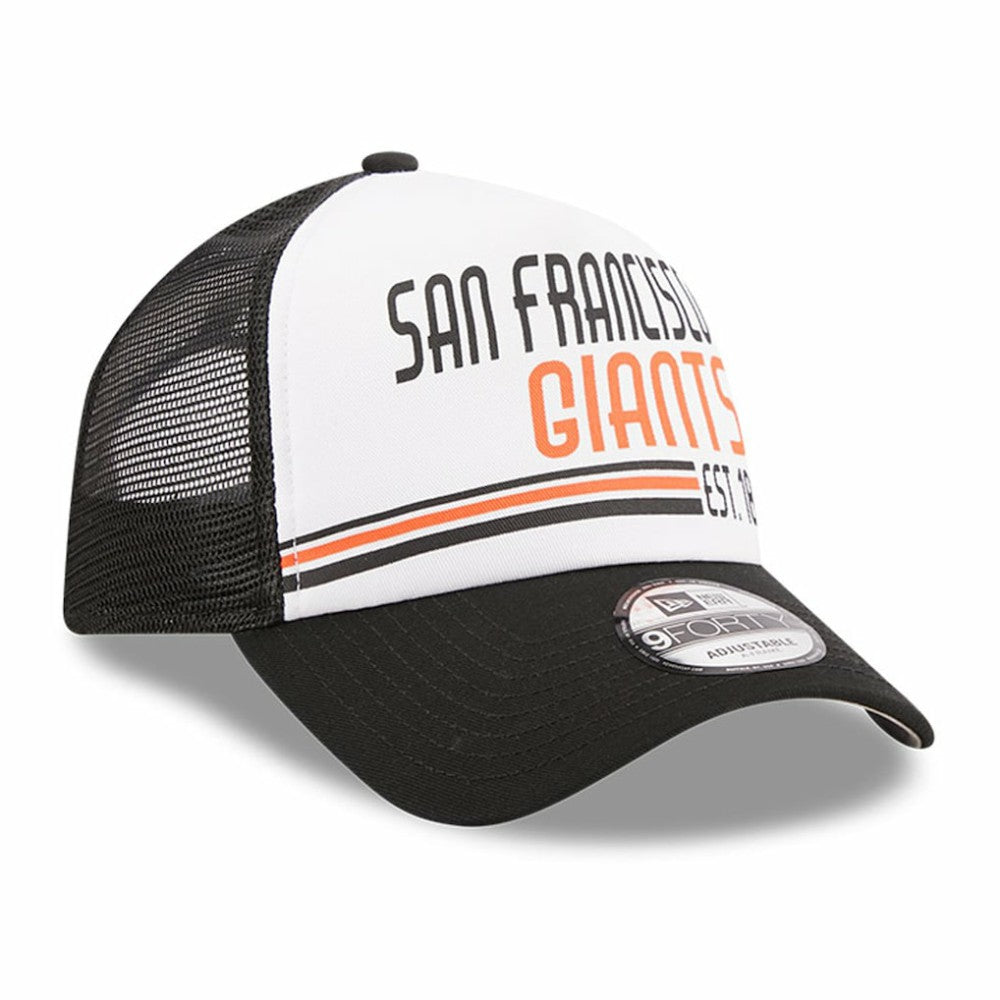 San Francisco Giants Stacked A-Frame Trucker 9FORTY Adjustable Hat White/Black | New Era