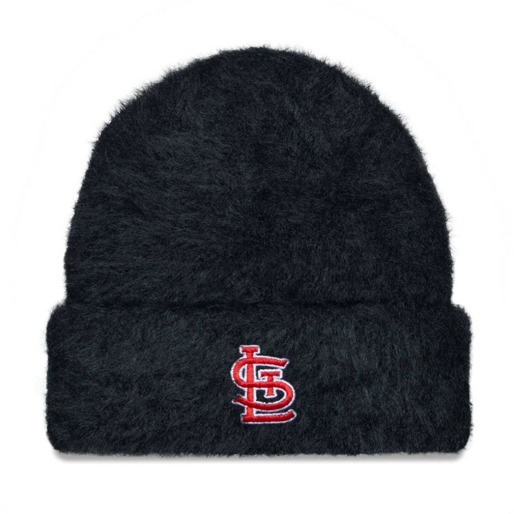 St. Louis Cardinals Women's Fuzzy Cuffed Knit Hat Black | New Era