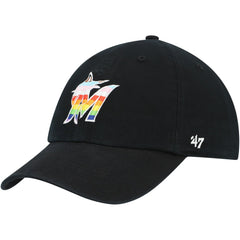 Miami Marlins Team Pride Clean Up Adjustable Hat Black | 47 brand