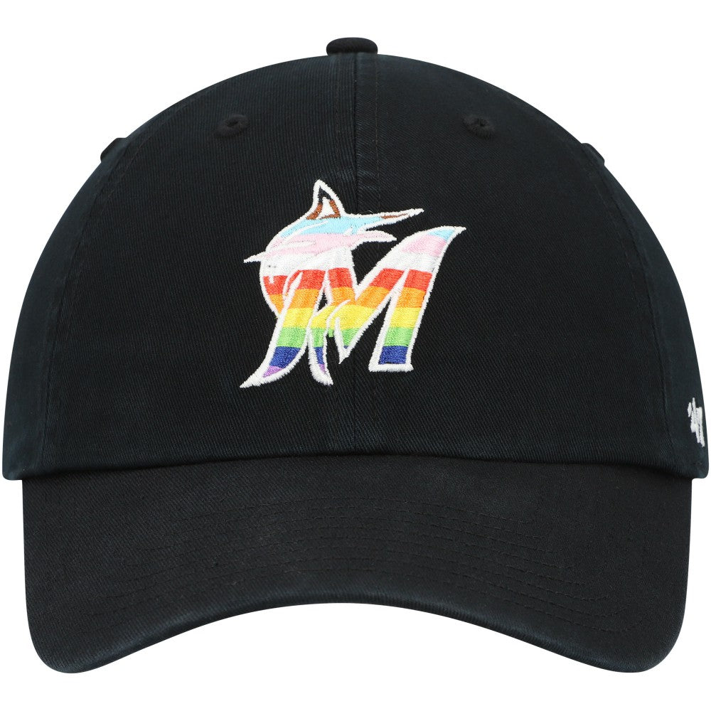 Miami Marlins Team Pride Clean Up Adjustable Hat Black | 47 brand