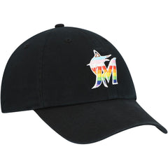 Miami Marlins Team Pride Clean Up Adjustable Hat Black | 47 brand