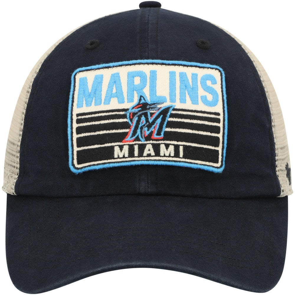 Miami Marlins Four Stroke Clean Up Trucker Snapback Hat Black | 47 brand