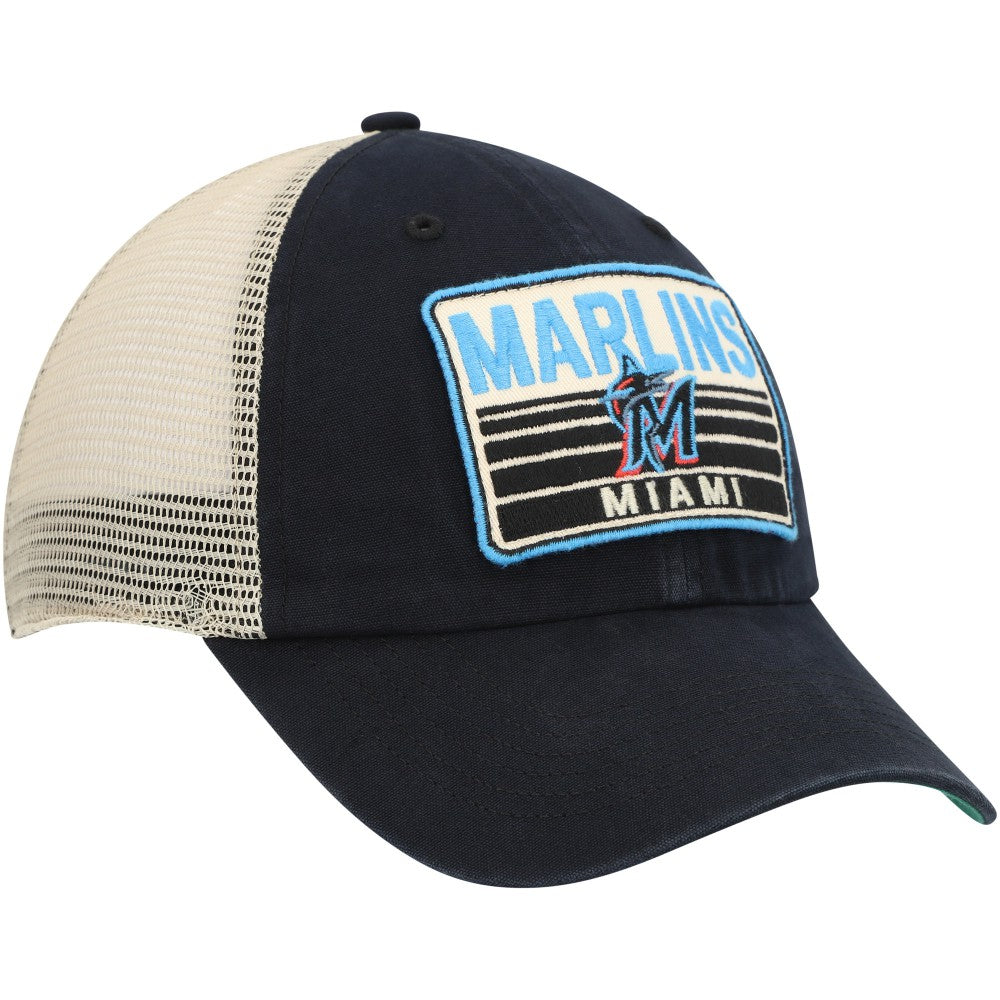 Miami Marlins Four Stroke Clean Up Trucker Snapback Hat Black | 47 brand