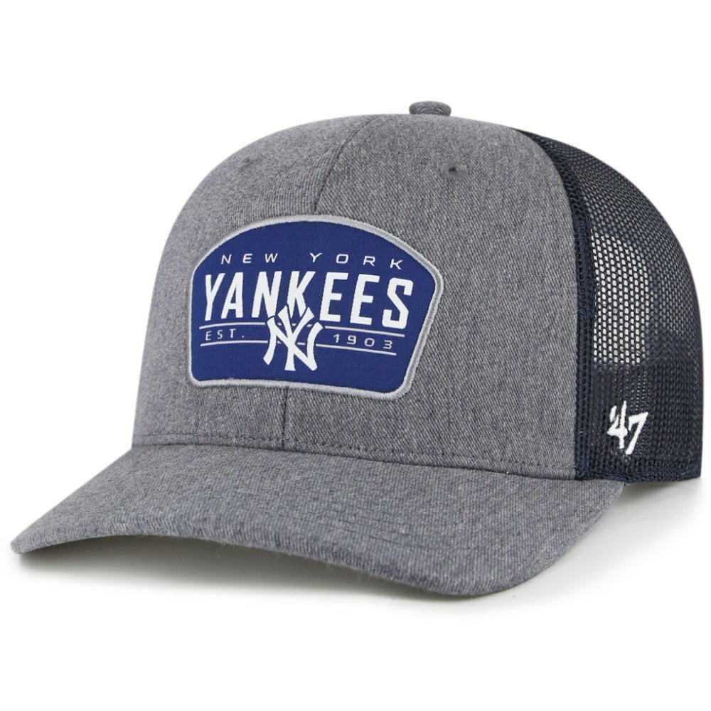 New York Yankees Slate Trucker Snapback Hat Charcoal/Navy | 47 brand
