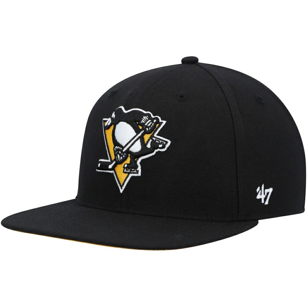 Pittsburgh Penguins '47 Sure Shot Captain Snapback Hat Black