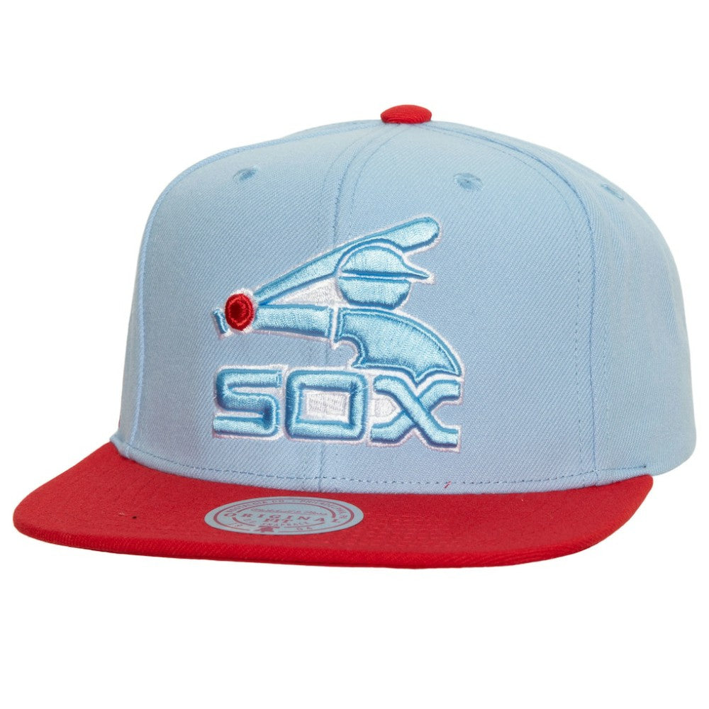Chicago White Sox Hometown Snapback Hat Light Blue/Red | Mitchell & Ness