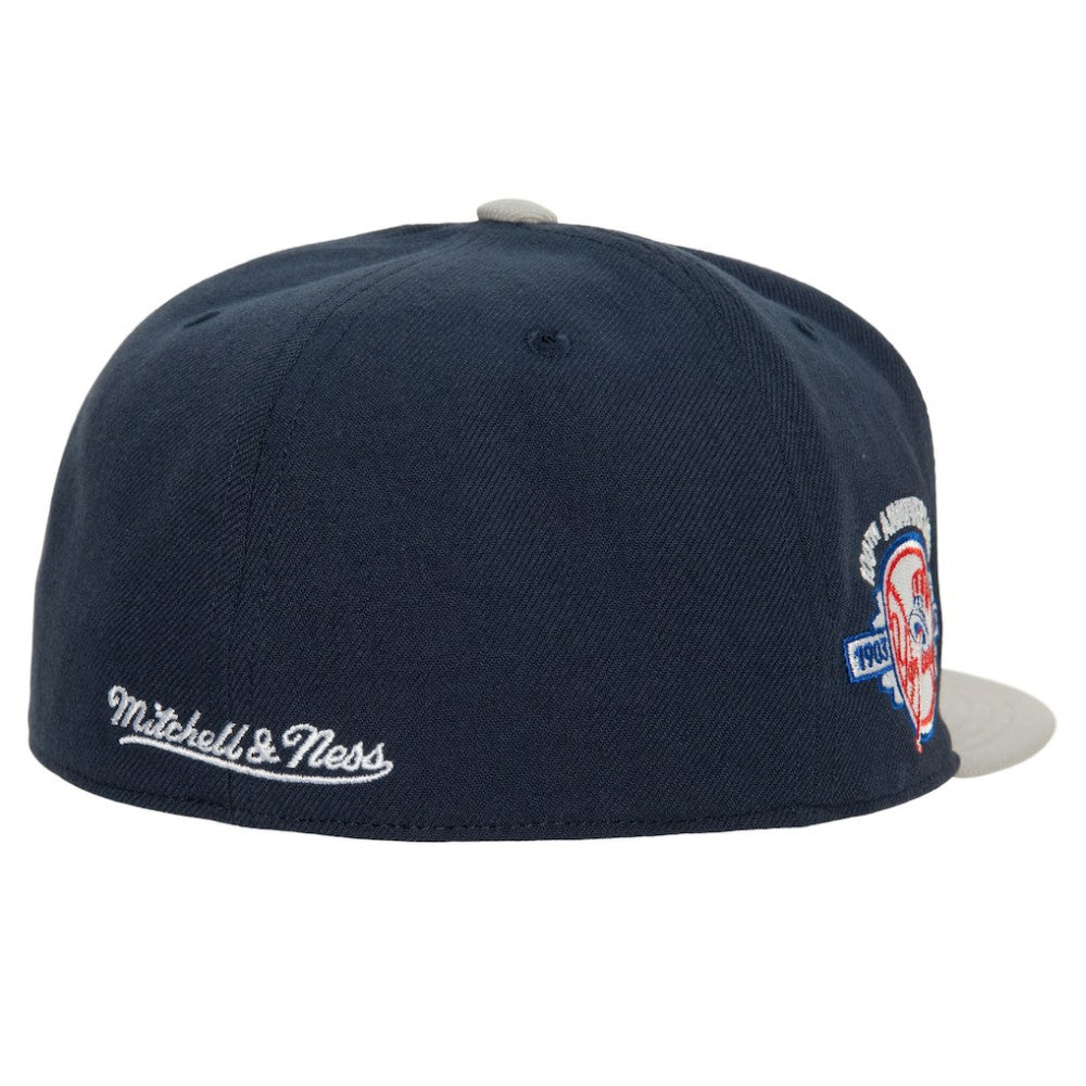 New York Yankees Bases Loaded Fitted Hat Navy/Gray | Mitchell & Ness
