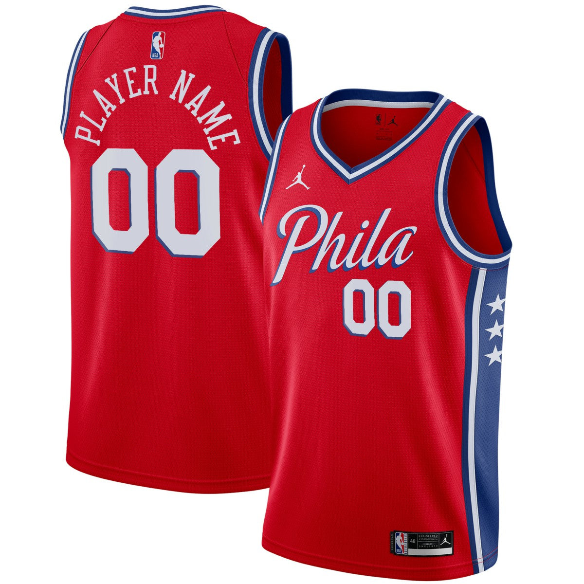 Philadelphia 76ers Jordan Brand Swingman Custom Jersey - Statement Edition - Red on sale