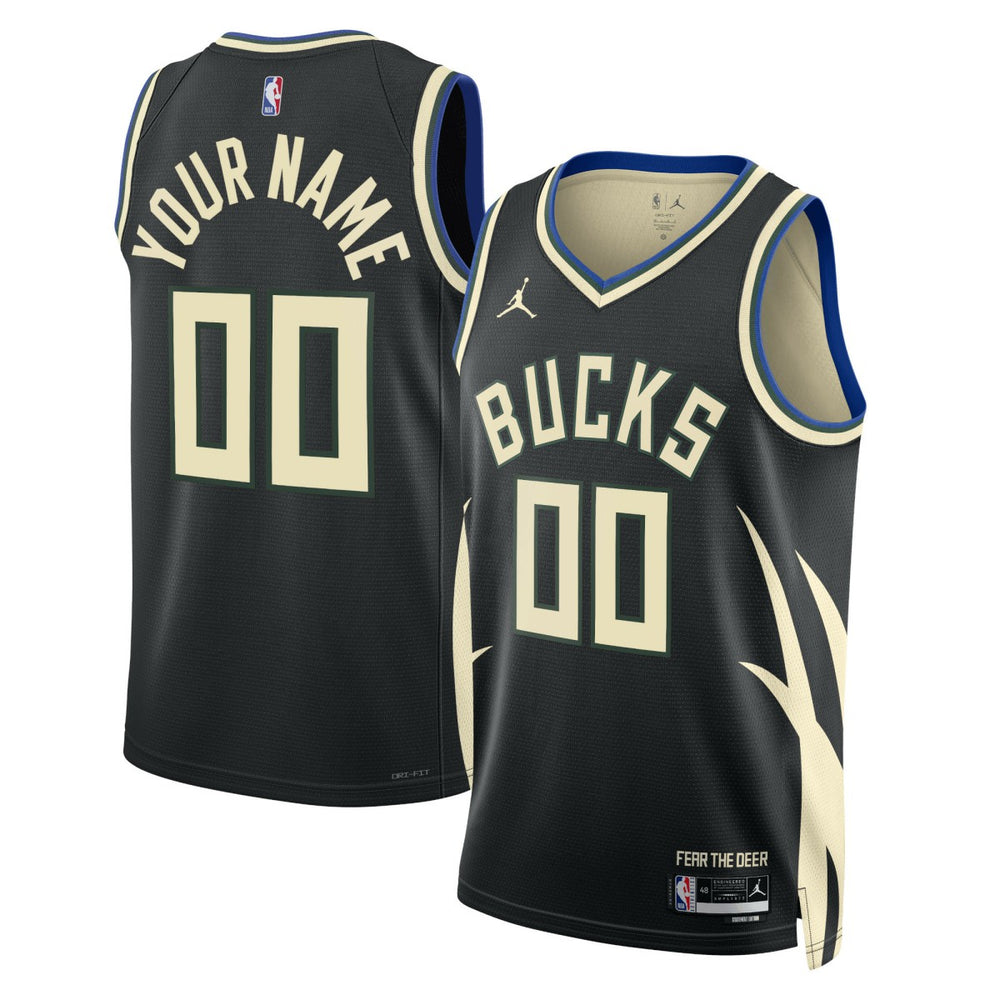 Milwaukee Bucks Jordan Brand Unisex 2022/23 Swingman Custom Jersey - Statement Edition - Black on sale