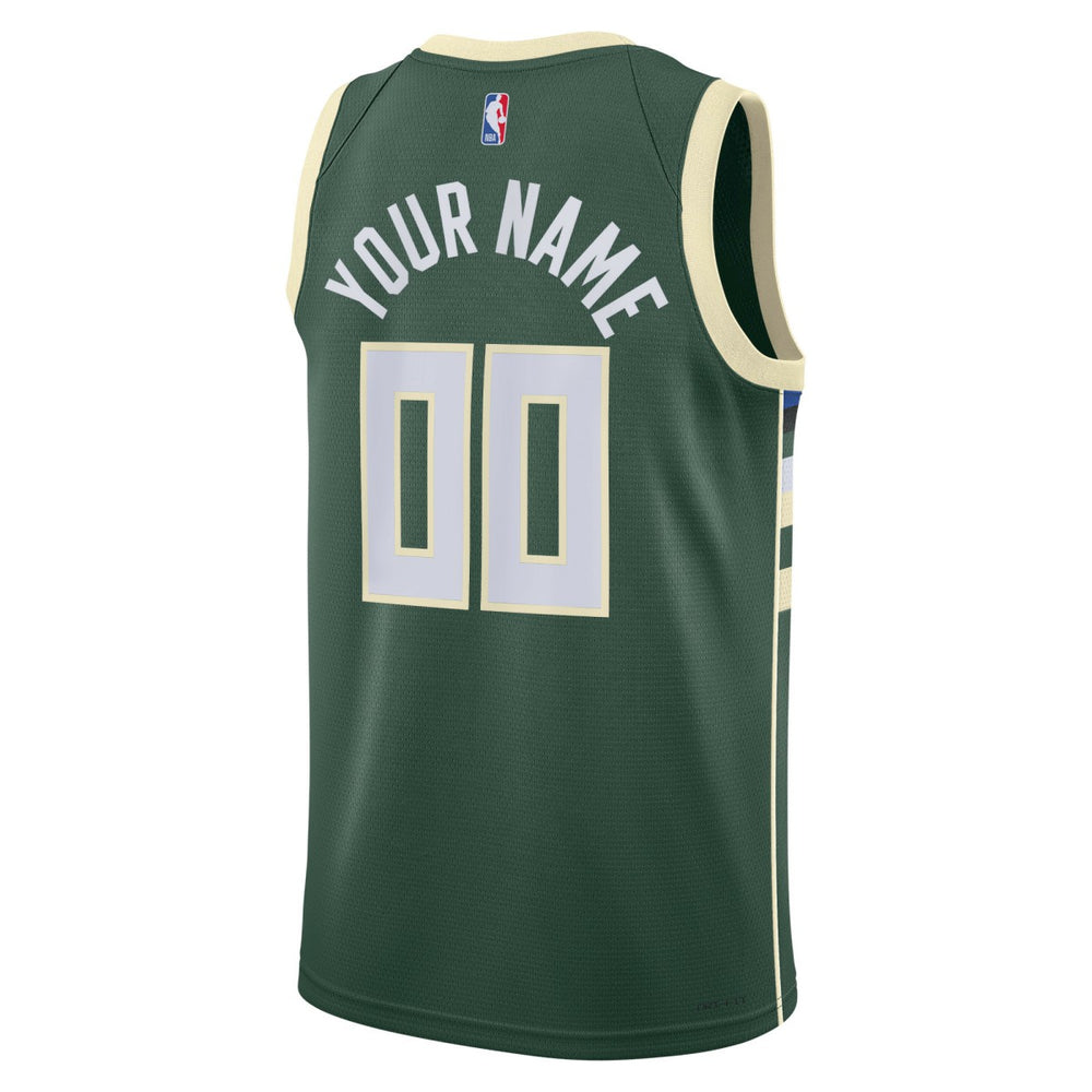 Milwaukee Bucks Unisex Swingman Custom Jersey Hunter Green - Icon Edition