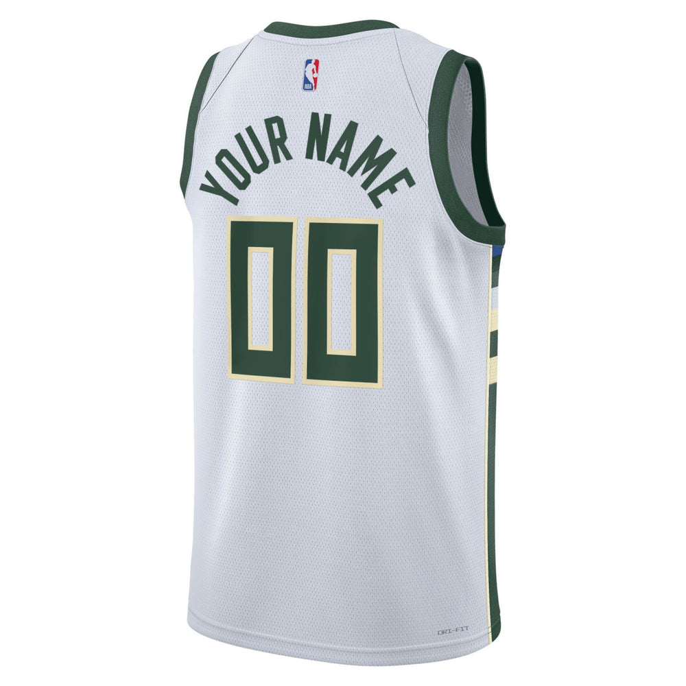 Milwaukee Bucks Unisex Swingman Custom Jersey White - Association Edition