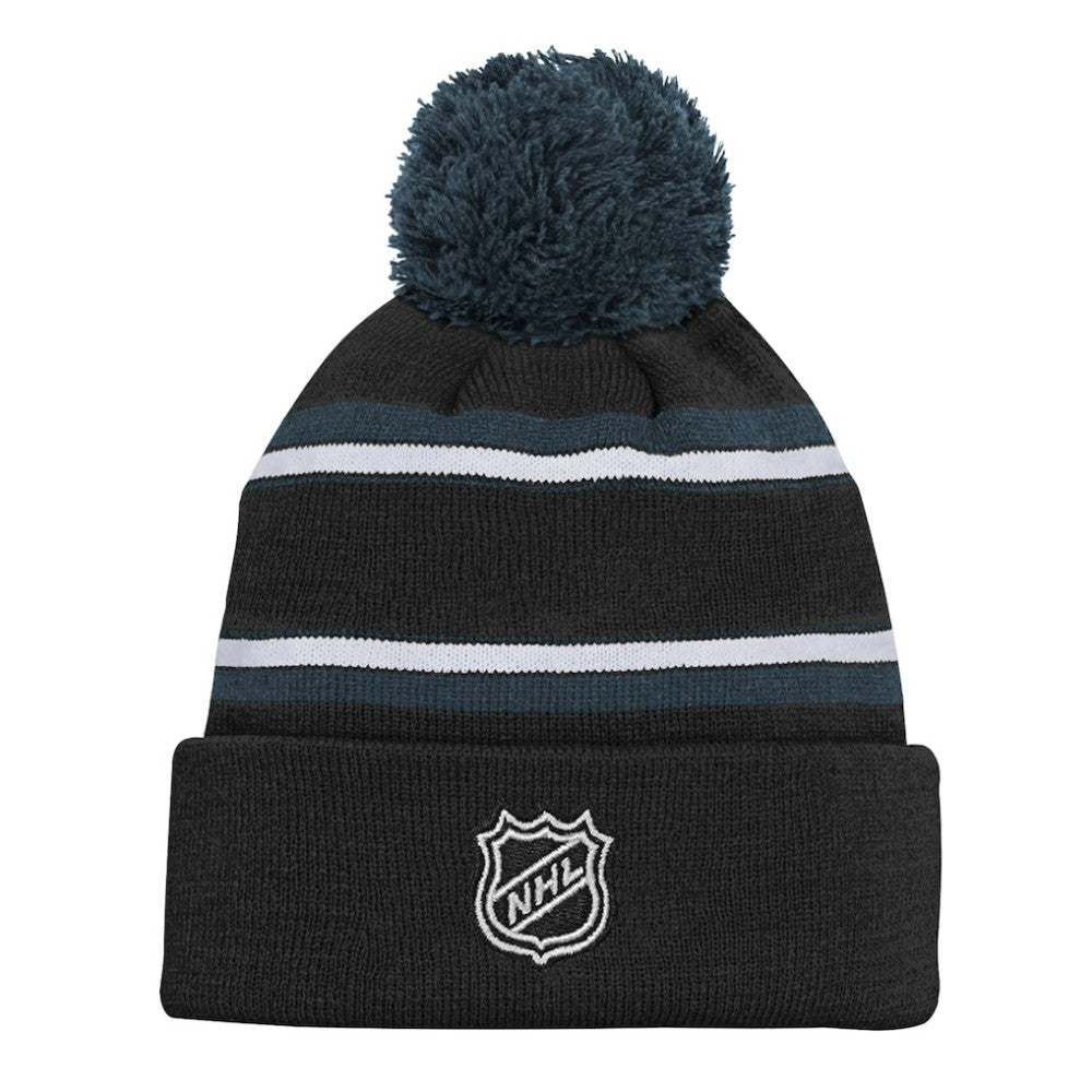 Vegas Golden Knights Youth Jacquard Cuffed Knit Hat with Pom Black