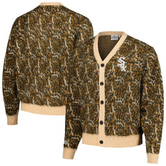 Chicago White Sox PLEASURES Cheetah Cardigan Button-Up Sweater Brown