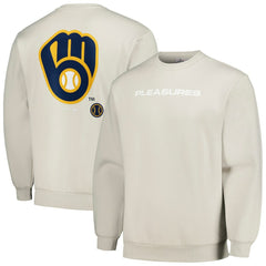 Milwaukee Brewers PLEASURES Ballpark Pullover Sweatshirt Gray