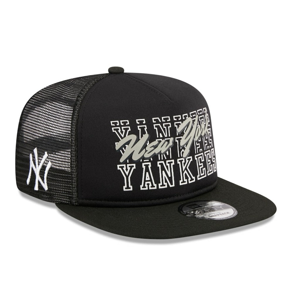 New York Yankees  Street Team A-Frame Trucker 9FIFTY Snapback Hat Black | New Era