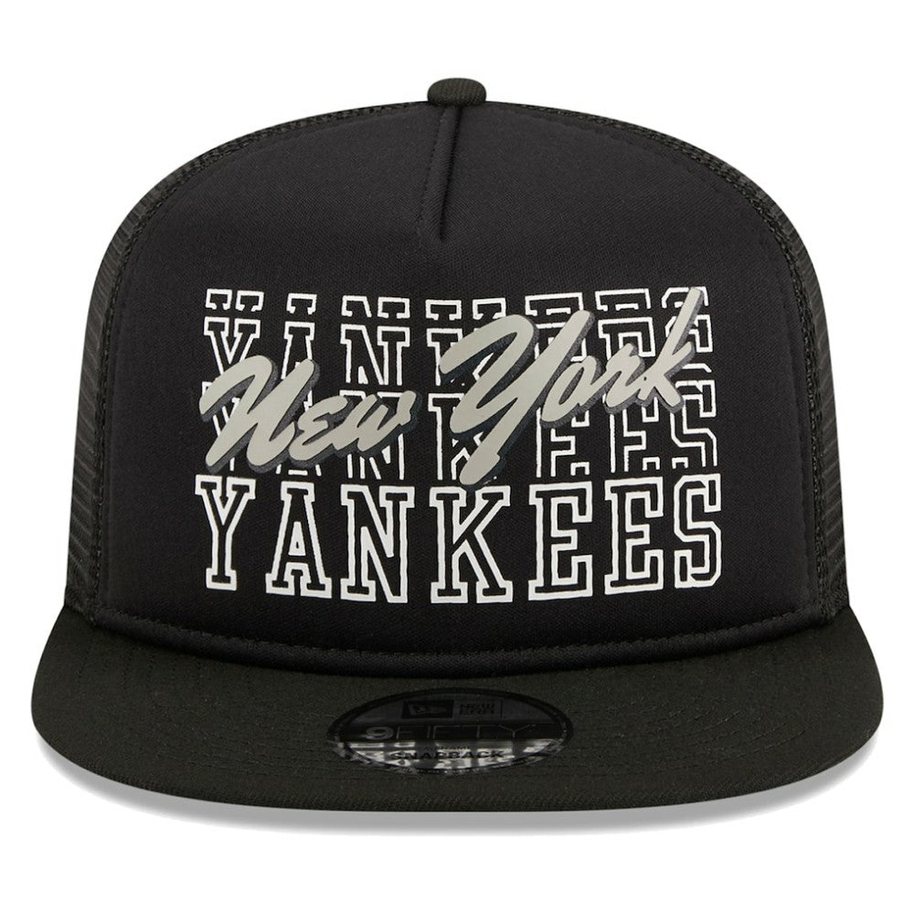 New York Yankees  Street Team A-Frame Trucker 9FIFTY Snapback Hat Black | New Era