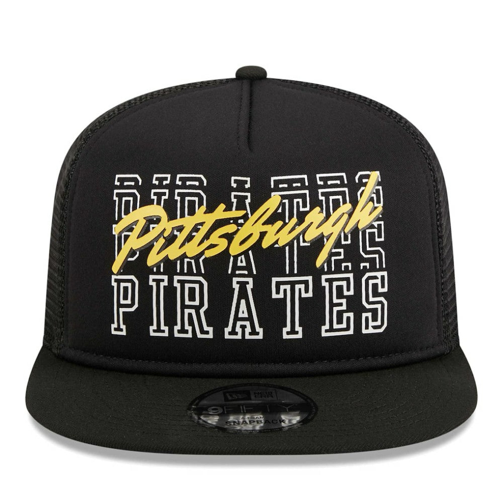 Pittsburgh Pirates  Street Team A-Frame Trucker 9FIFTY Snapback Hat Black | New Era