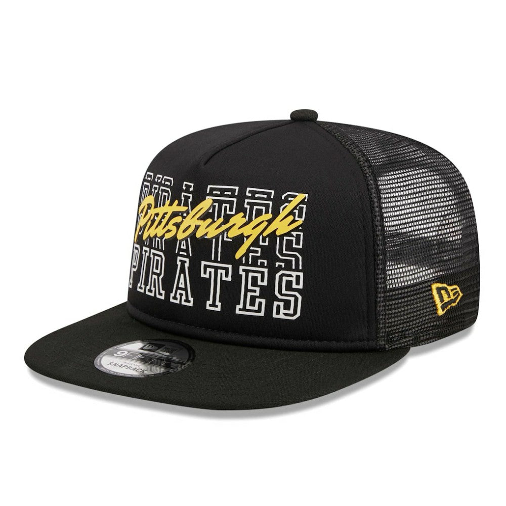 Pittsburgh Pirates  Street Team A-Frame Trucker 9FIFTY Snapback Hat Black | New Era