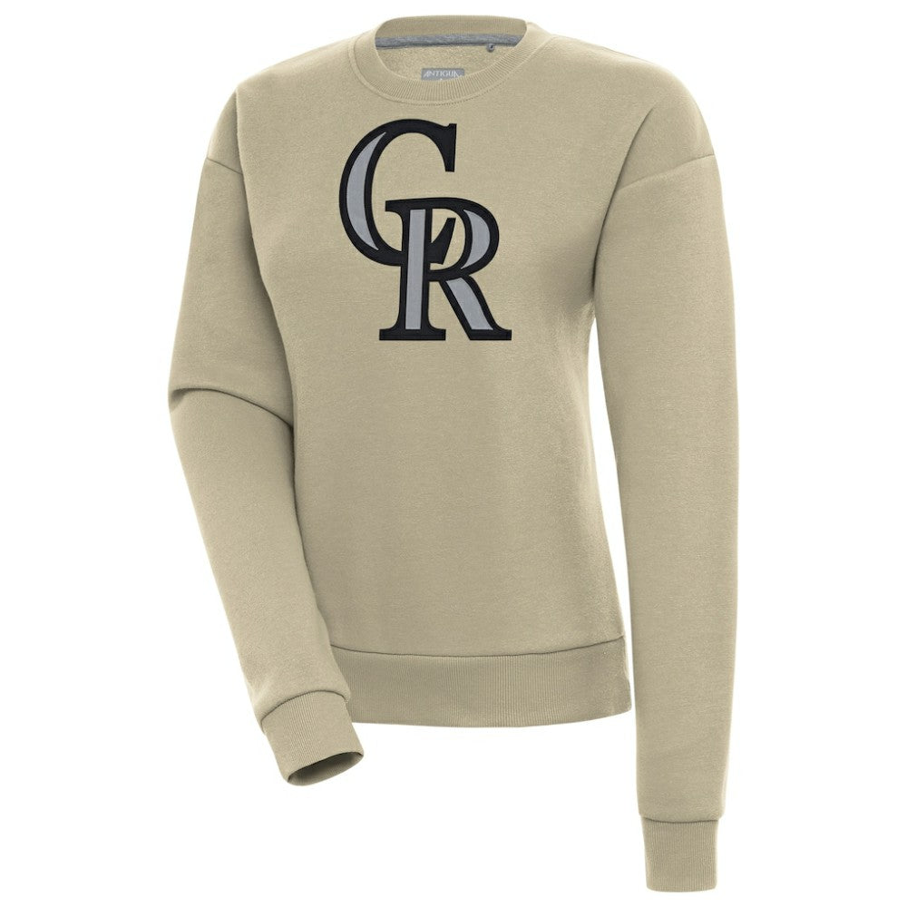 Colorado Rockies Antigua Women's Victory Pullover Sweatshirt Khaki