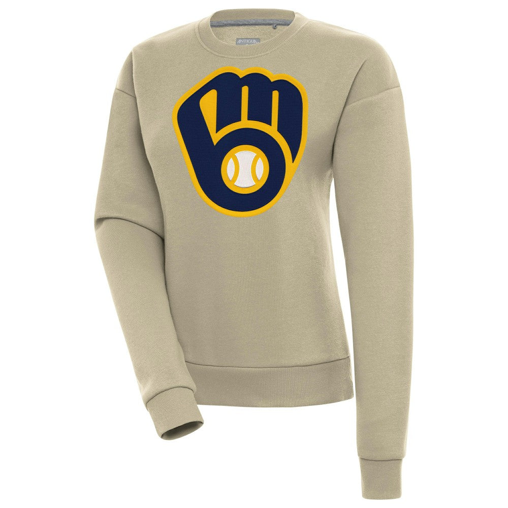 Milwaukee Brewers Antigua Women's Victory Pullover Sweatshirt Khaki