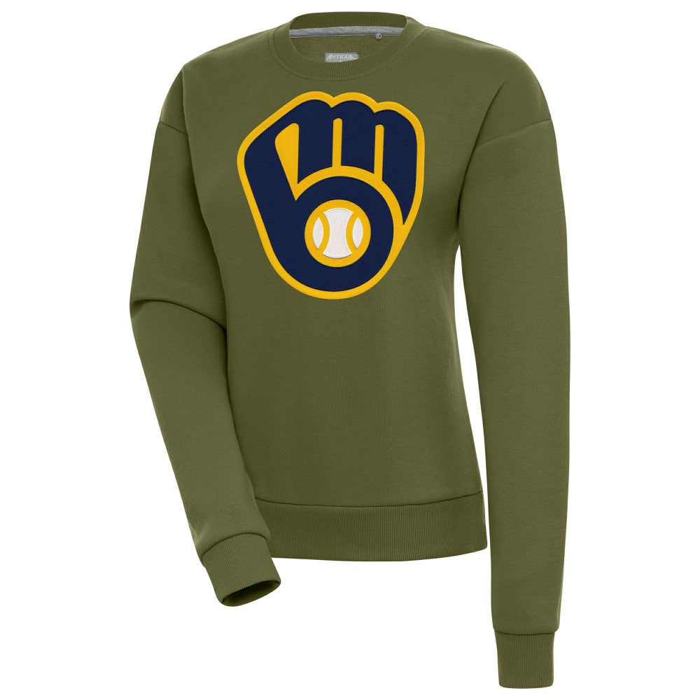 Milwaukee Brewers Antigua Women's Victory Pullover Sweatshirt Olive